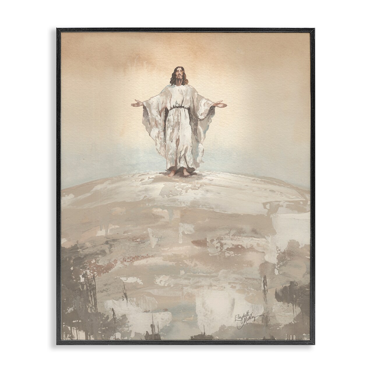 Stupell Industries Jesus on Hill Framed Giclee, design by Elizabeth Medley